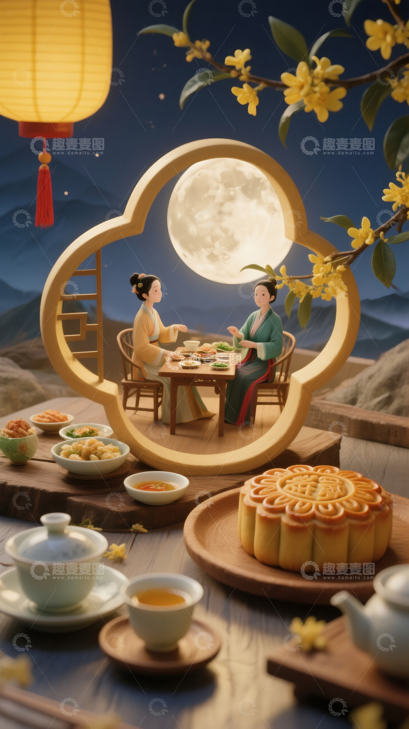 源文件下载【趣麦麦图】月饼中的一家人10