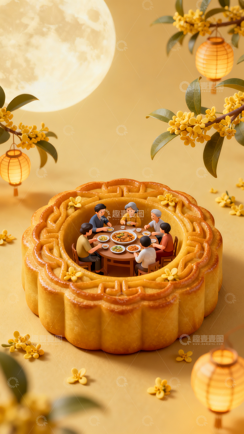 源文件下载【趣麦麦图】月饼中的一家人9