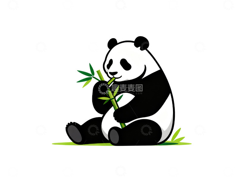 高清大图下载【趣麦麦图】插画风格大熊猫4
