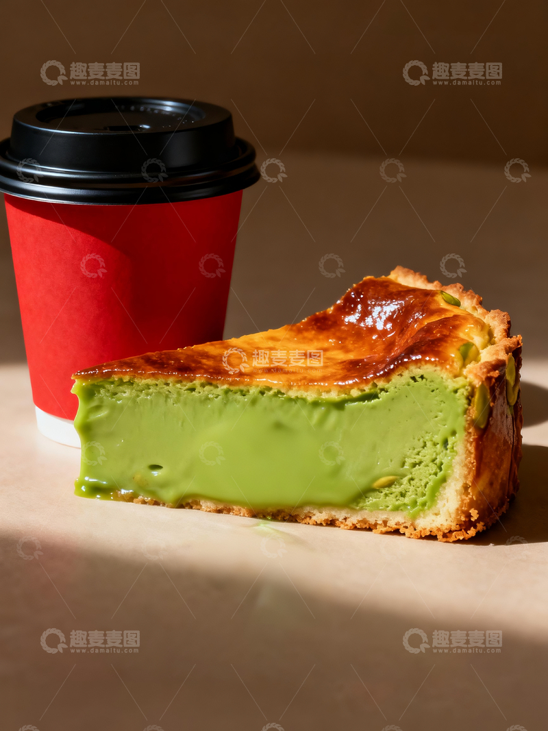 源文件下载【趣麦麦图】开心果酱巴斯克蛋糕和咖啡