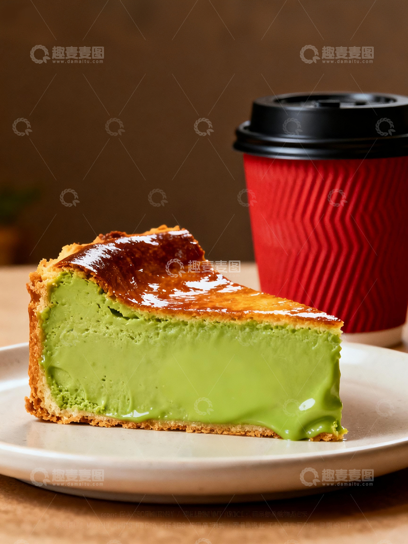 源文件下载【趣麦麦图】开心果酱巴斯克蛋糕和咖啡