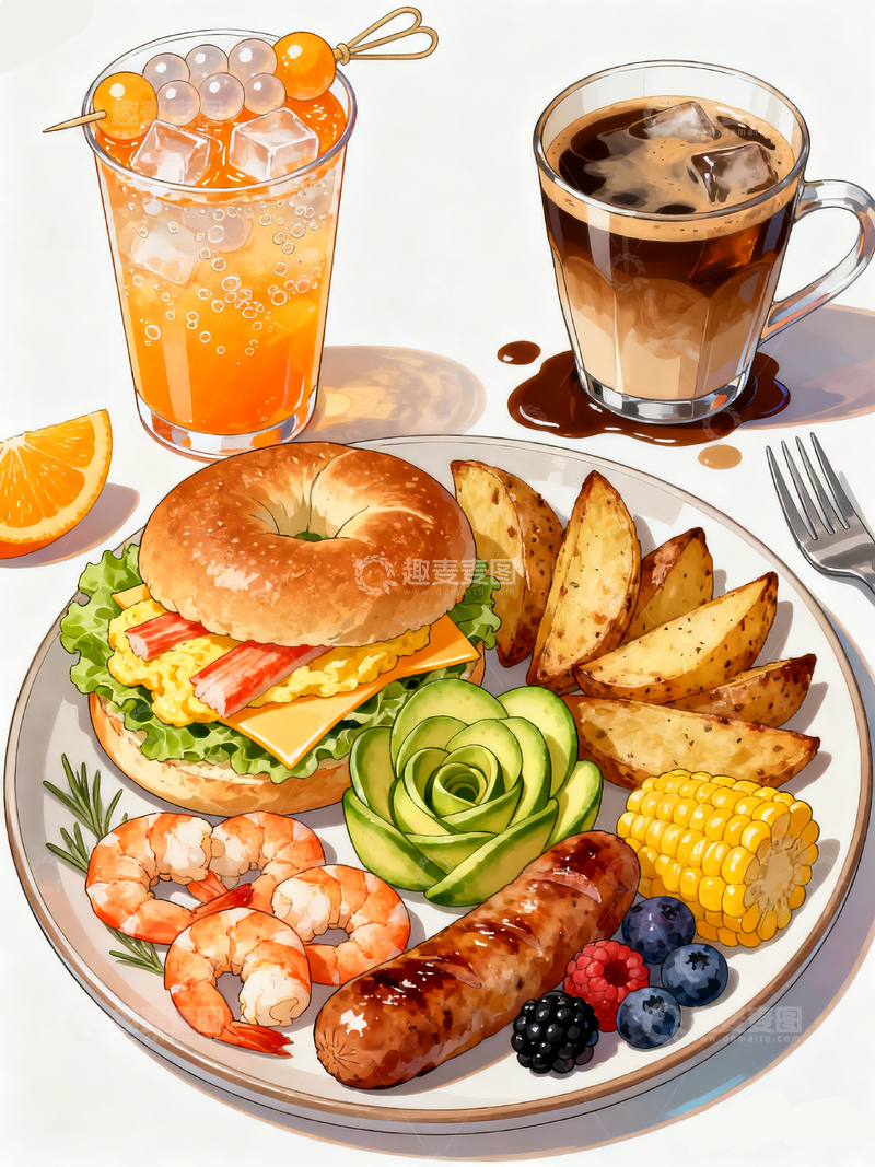 源文件下载【趣麦麦图】轻食餐餐盘4