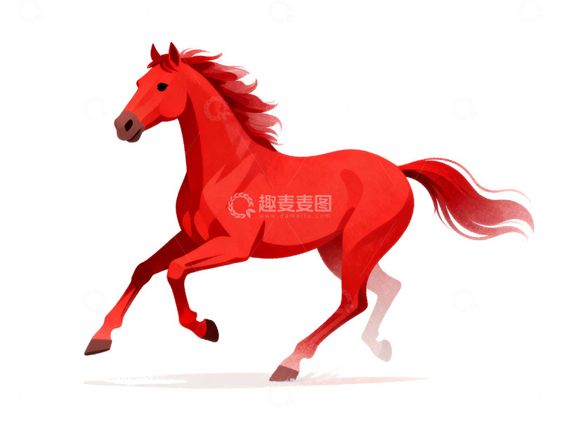 高清大图下载【趣麦麦图】插画风格骏马3