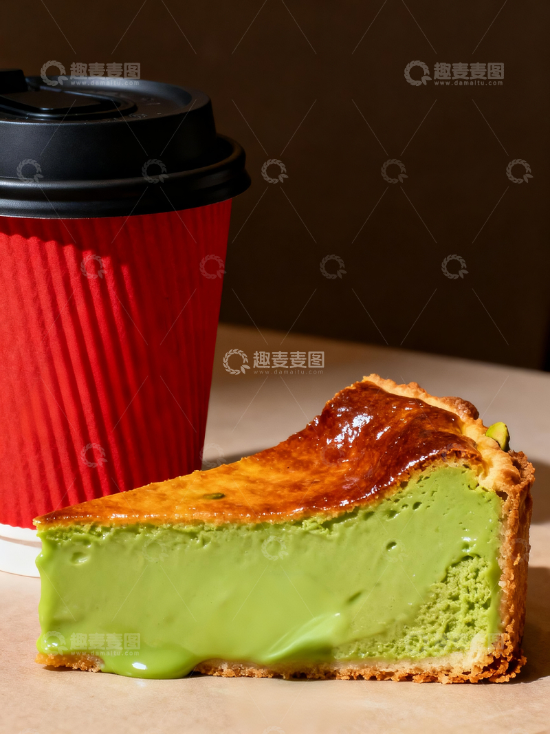 源文件下载【趣麦麦图】开心果酱巴斯克蛋糕和咖啡