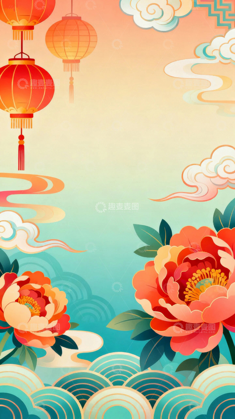 高清大图下载【趣麦麦图】国风国潮新年底图4