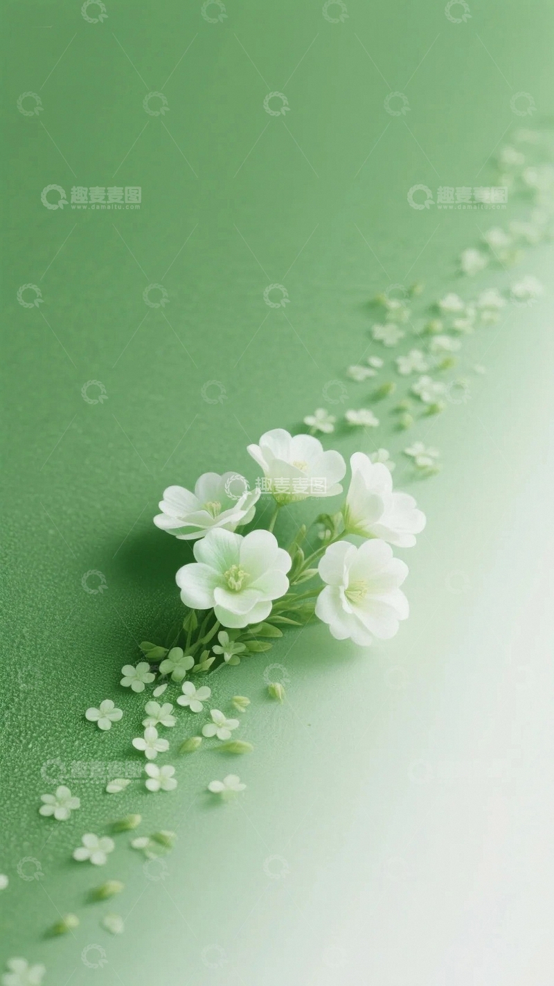 高清大图下载【趣麦麦图】简约清新白花背景底图3