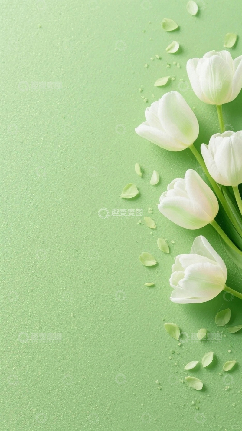 高清大图下载【趣麦麦图】简约清新白花背景底图6