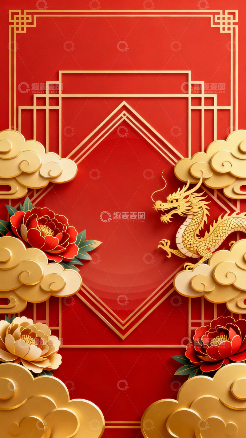 高清大图下载【趣麦麦图】中国风红色底图3