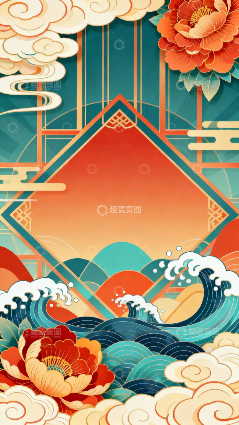 高清大图下载【趣麦麦图】国风国潮新年底图8