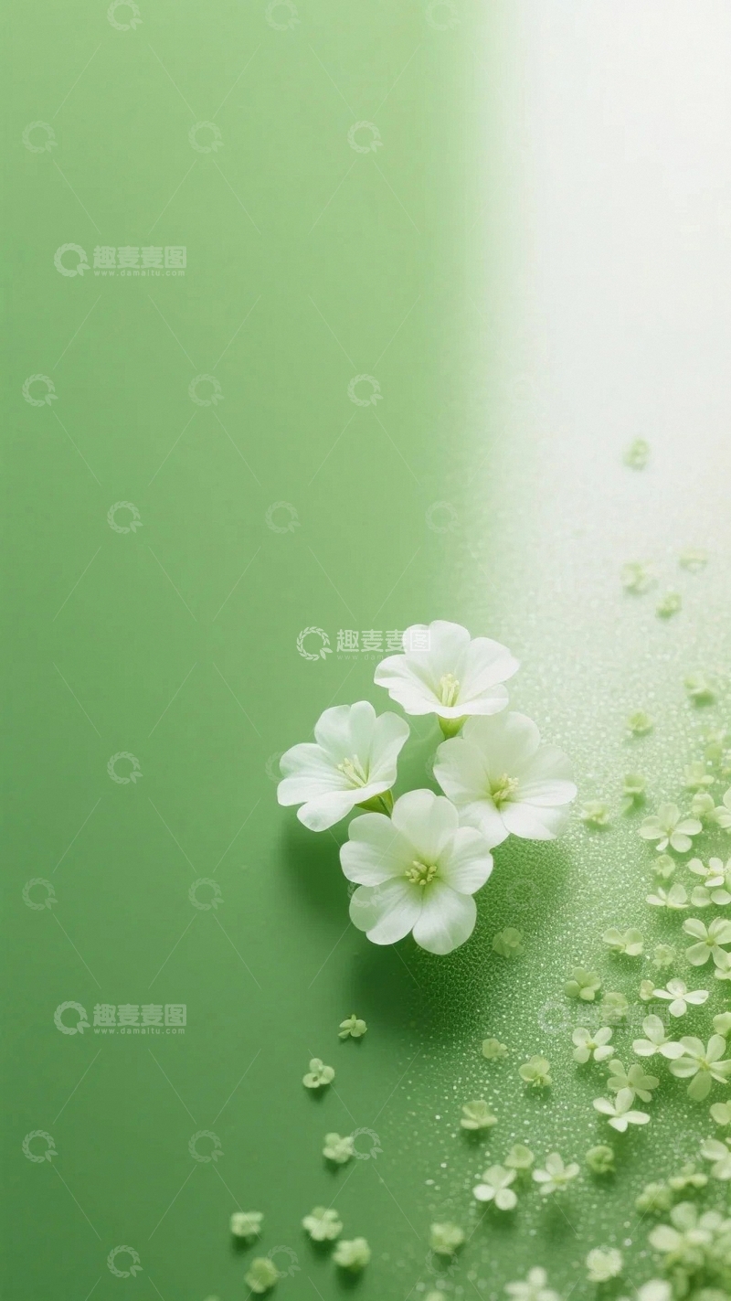 高清大图下载【趣麦麦图】简约清新白花背景底图8