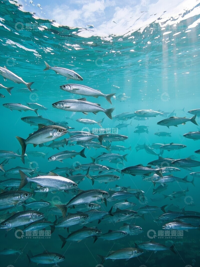 高清大图下载【趣麦麦图】水下鱼群游动的景象