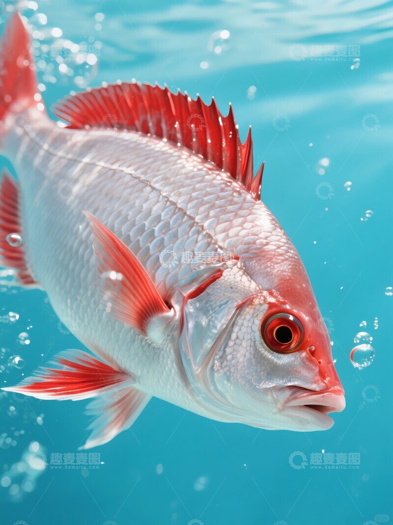 高清大图下载【趣麦麦图】红鲷鱼在水中特写