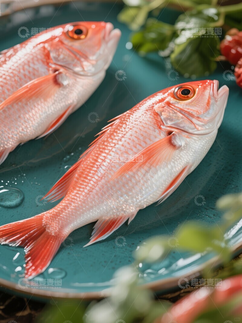 高清大图下载【趣麦麦图】新鲜红鲷鱼在盘中展示
