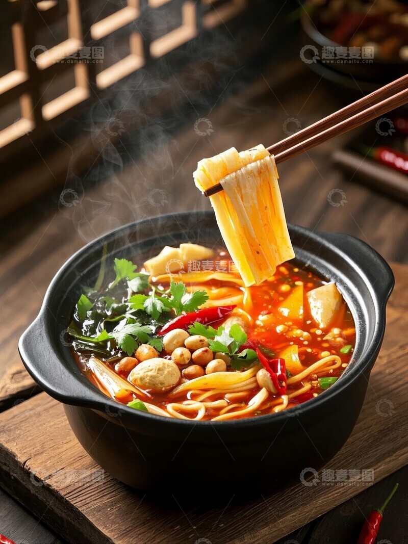 高清大图下载【趣麦麦图】热气腾腾的麻辣烫面