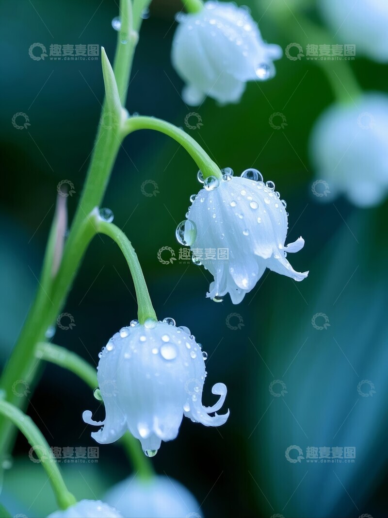 高清大图下载【趣麦麦图】露珠点缀的铃兰花朵