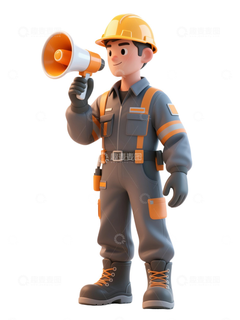 高清大图下载【趣麦麦图】工人工地安全生产宣传人物海报素材免扣