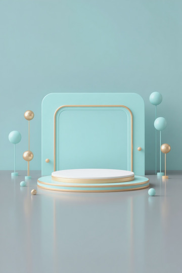 清新蓝金简约产品展示台