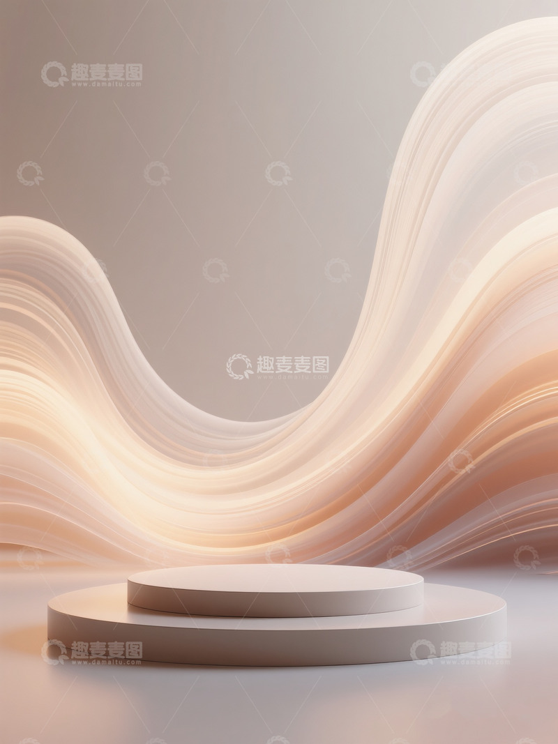 高清大图下载【趣麦麦图】简约立体波浪背景展示台