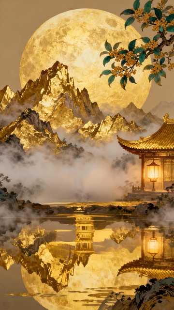 中秋国庆金箔背景7