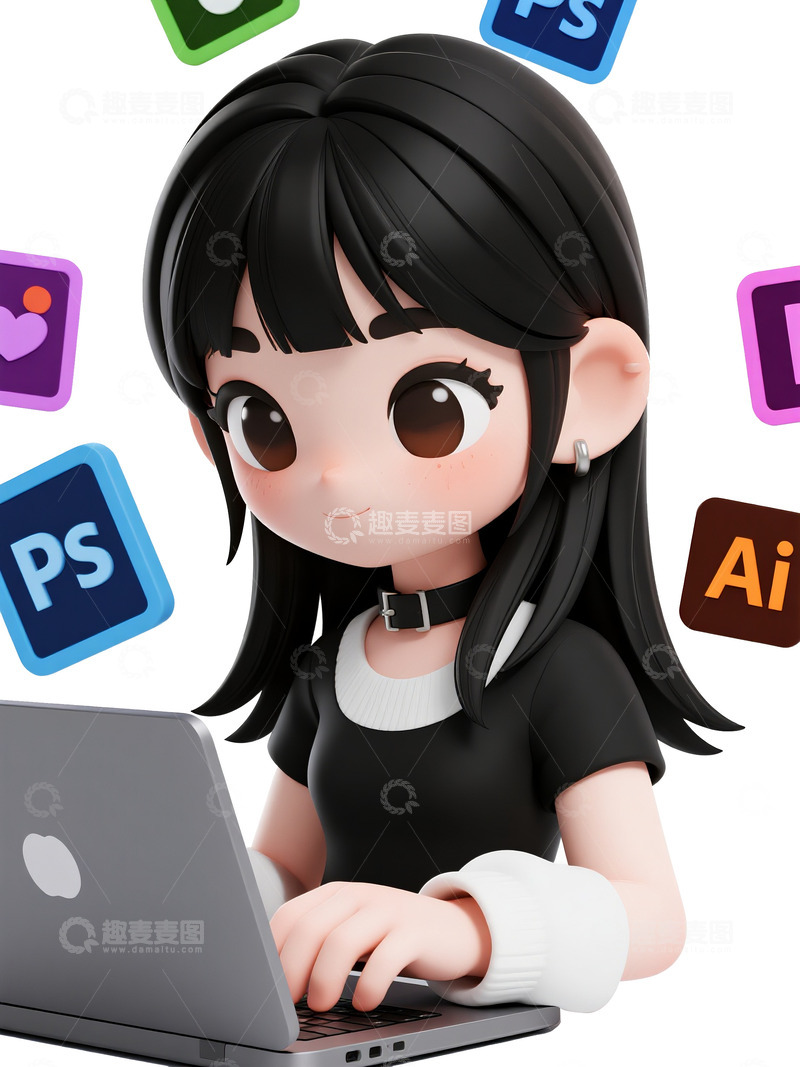 高清大图下载【趣麦麦图】通女孩与设计软件图标