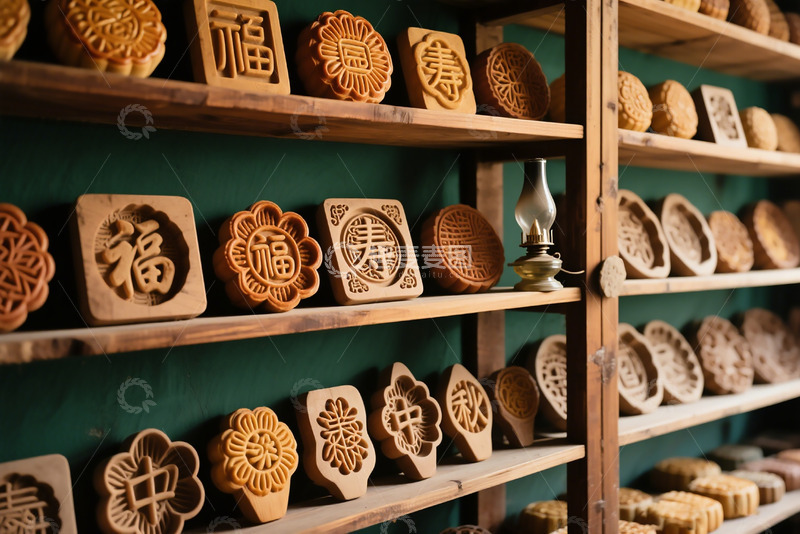 高清大图下载【趣麦麦图】中秋月饼模具展示