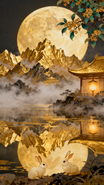 中秋国庆金箔背景10