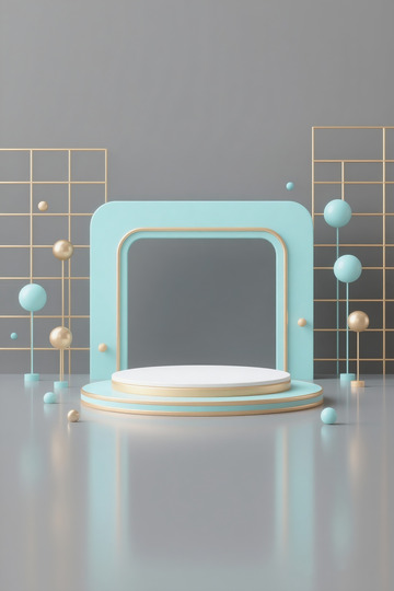 清新蓝金简约产品展示台
