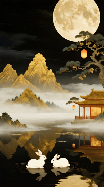 中秋国庆金箔背景4