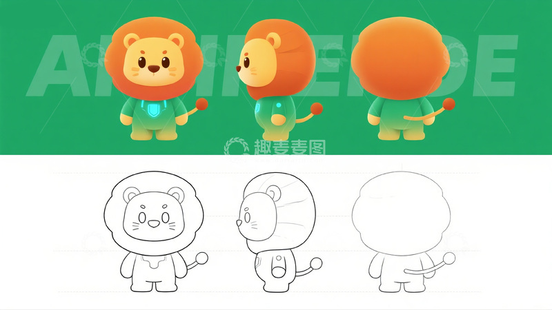 高清大图下载【趣麦麦图】-科技感十足的狮子 IP 形象