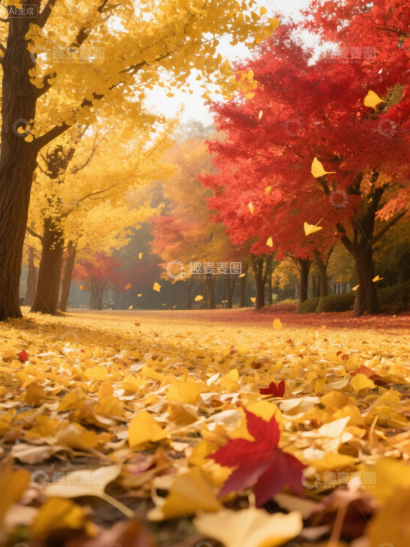 高清大图下载【趣麦麦图】秋天的枫叶林