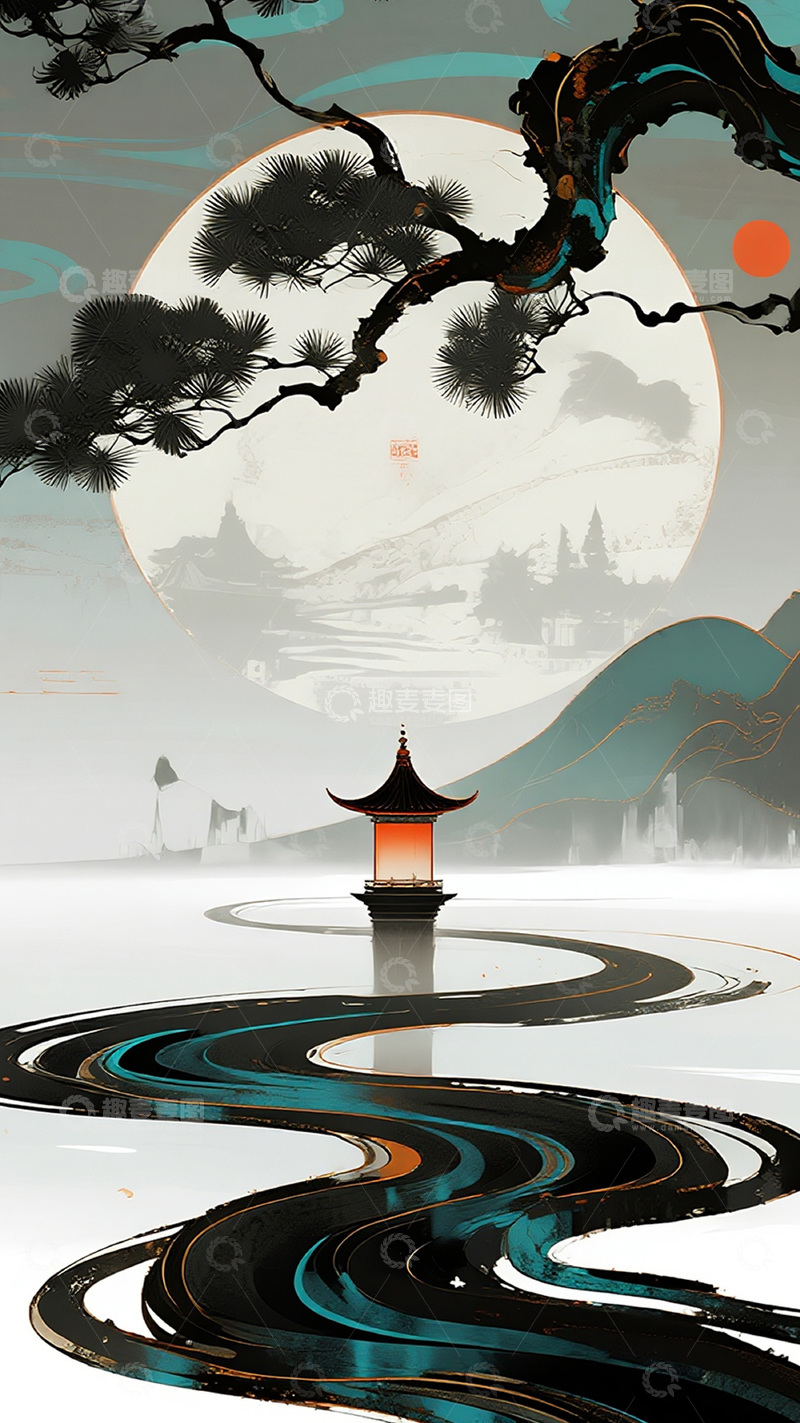 高清大图下载【趣麦麦图】新中式国风水墨画