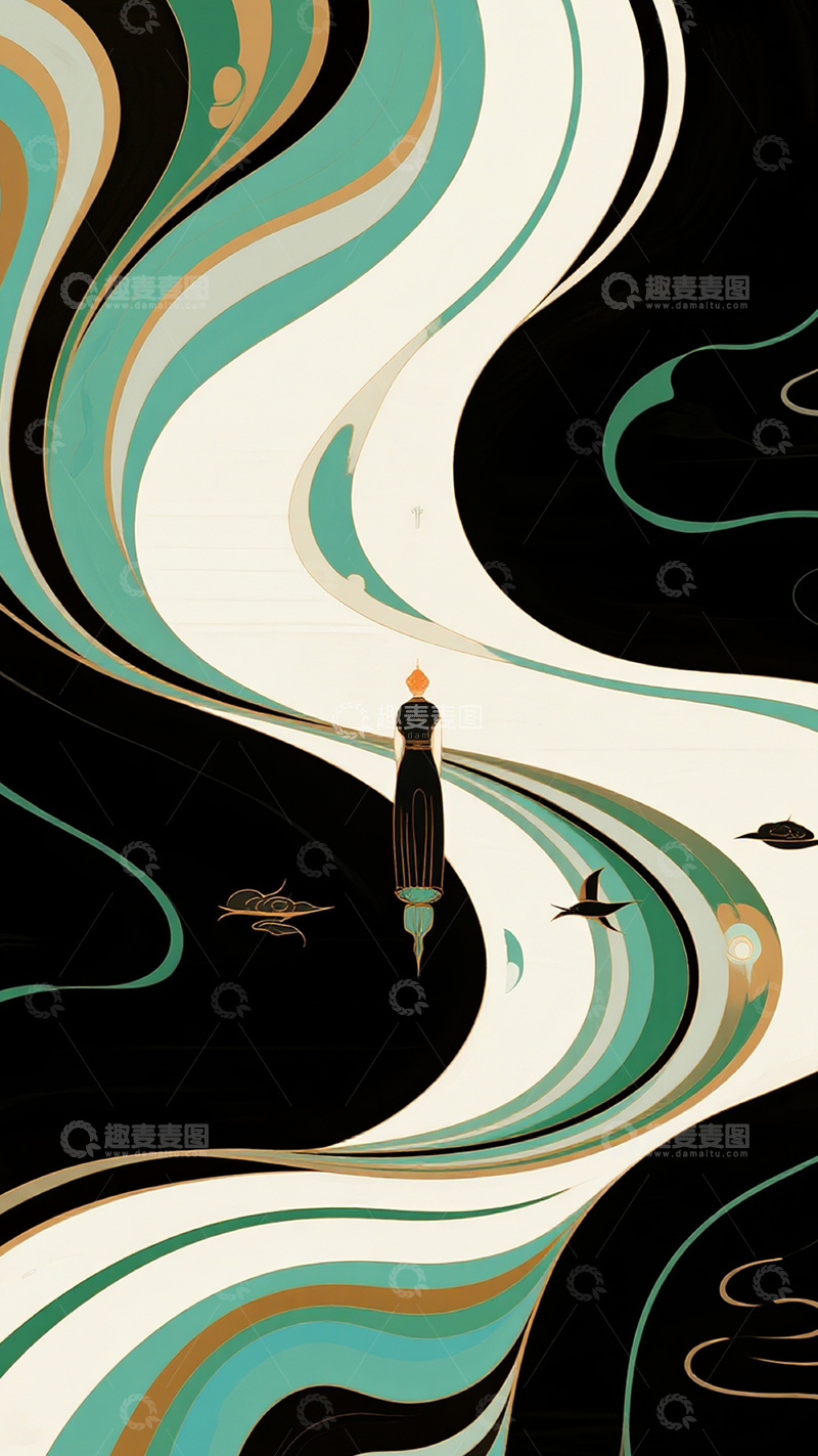 高清大图下载【趣麦麦图】新中式抽象条纹