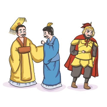 古代帝王与臣子形象插画
