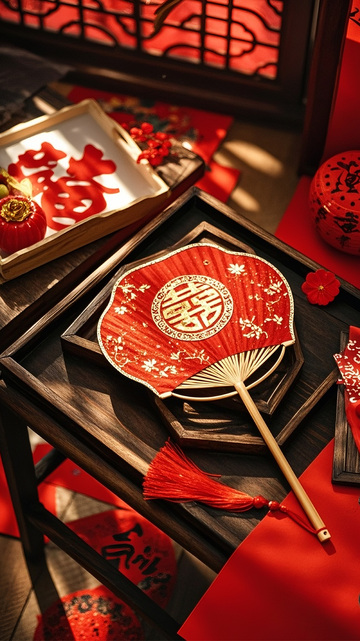 红色扇子室内场景