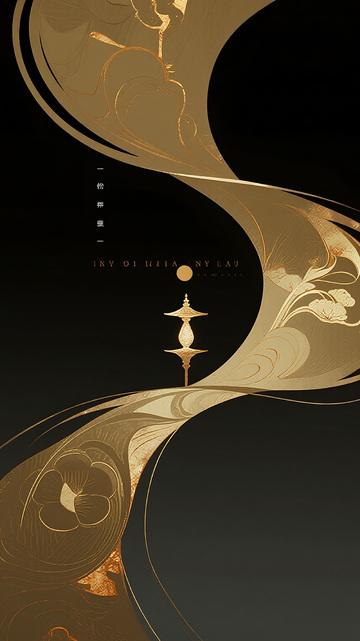 新中式金色抽象条纹