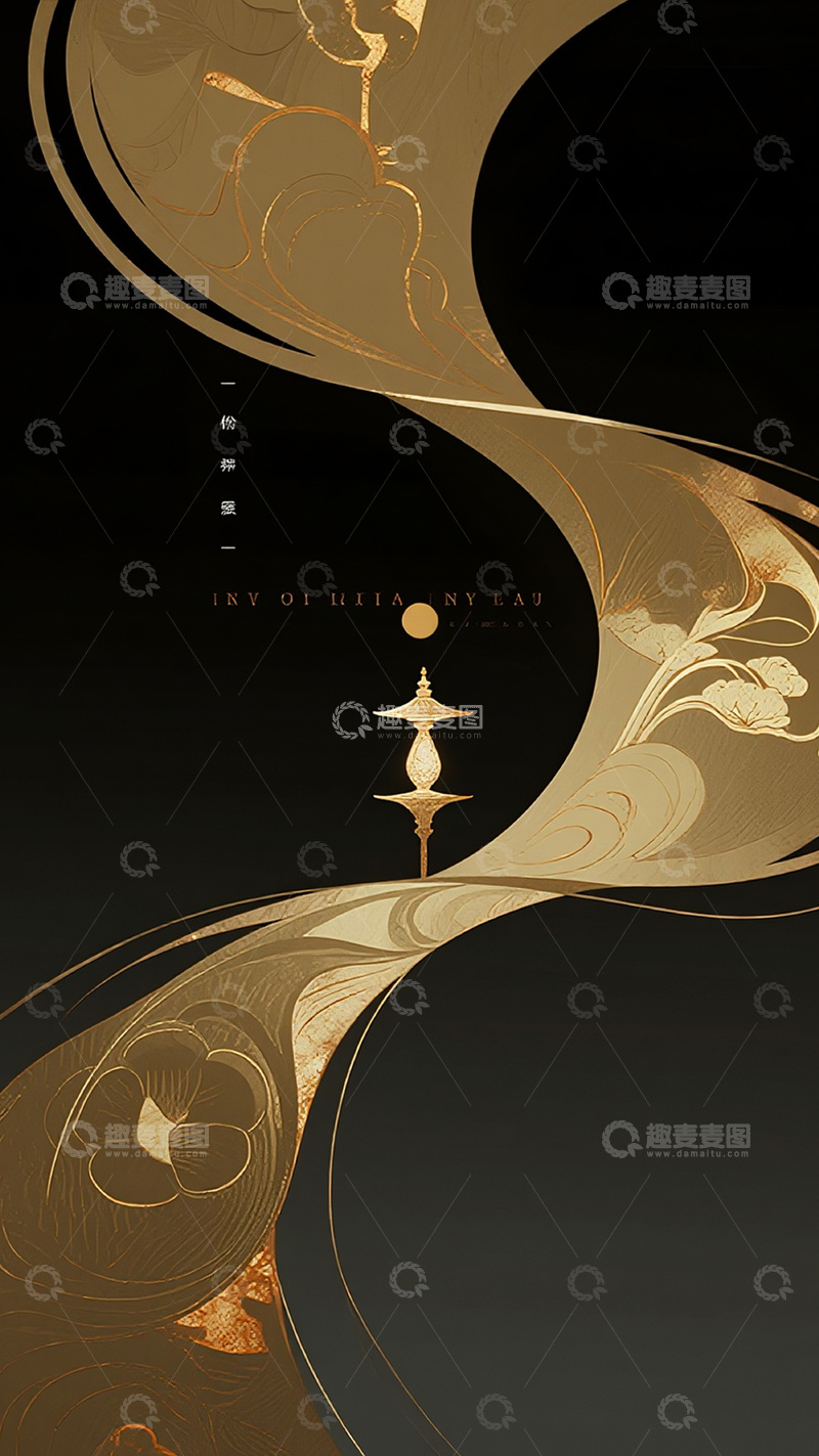高清大图下载【趣麦麦图】新中式金色抽象条纹