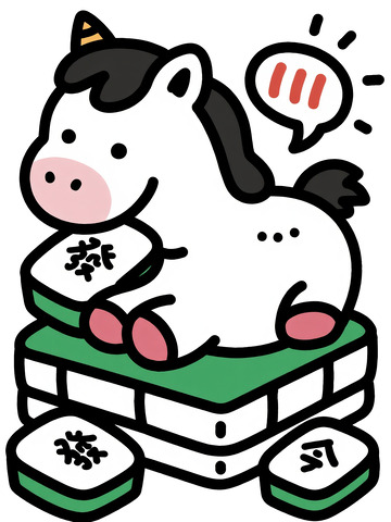 卡通独角兽打麻将插画