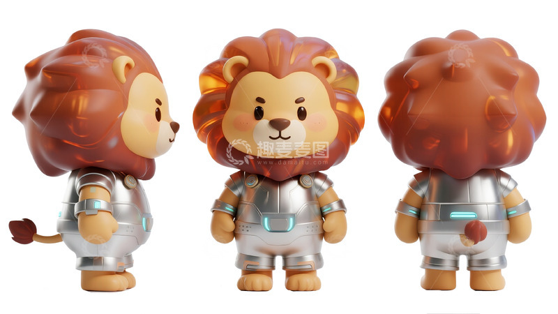 高清大图下载【趣麦麦图】-科幻风狮子玩偶形象展示