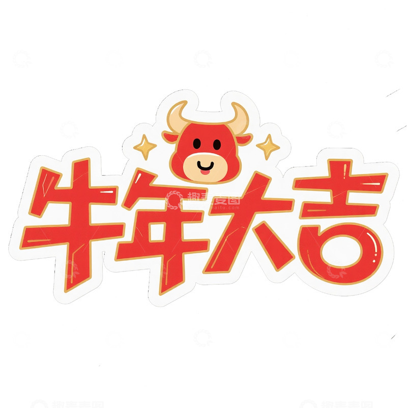高清大图下载【趣麦麦图】牛年大吉创意艺术字体设计