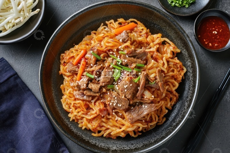 高清大图下载【趣麦麦图】一盘牛肉炒面拉面