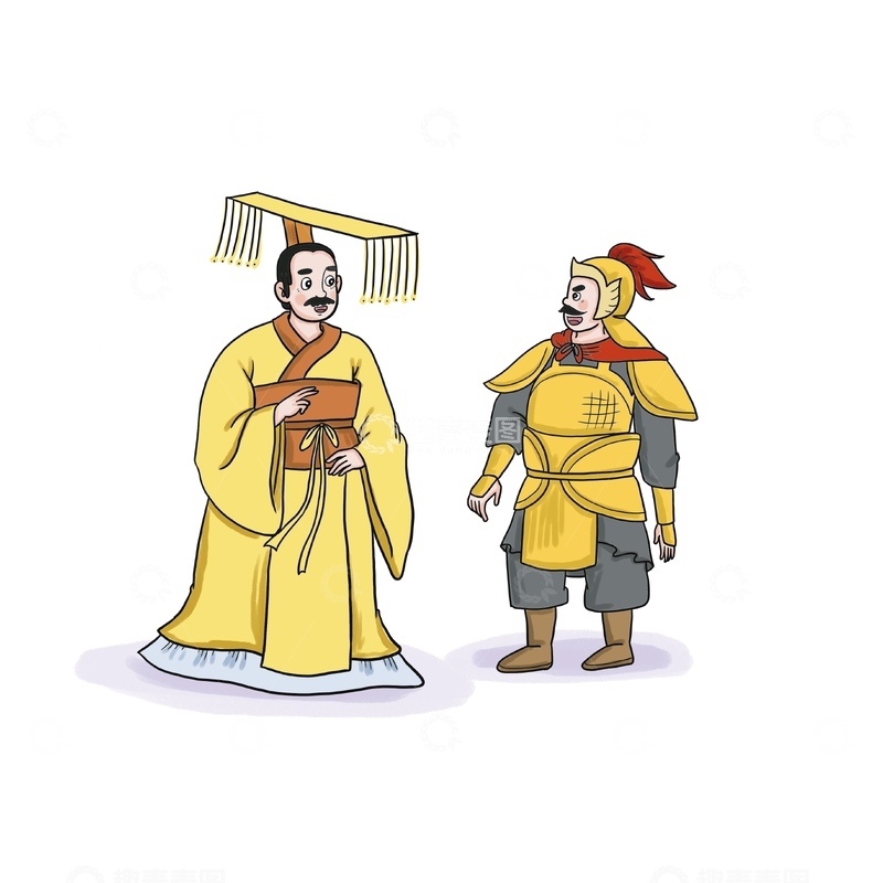 源文件下载【趣麦麦图】-古代帝王与武将形象插画