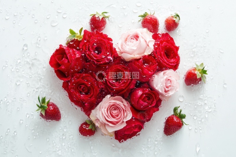 高清大图下载【趣麦麦图】玫瑰花摆成的心形花束