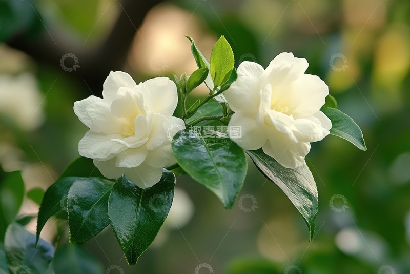 高清大图下载【趣麦麦图】盛开的白色栀子花花朵