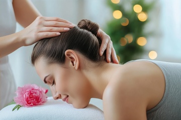 做头部按摩的女士