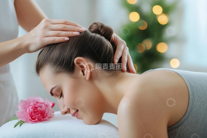 高清大图下载【趣麦麦图】做头部按摩的女士