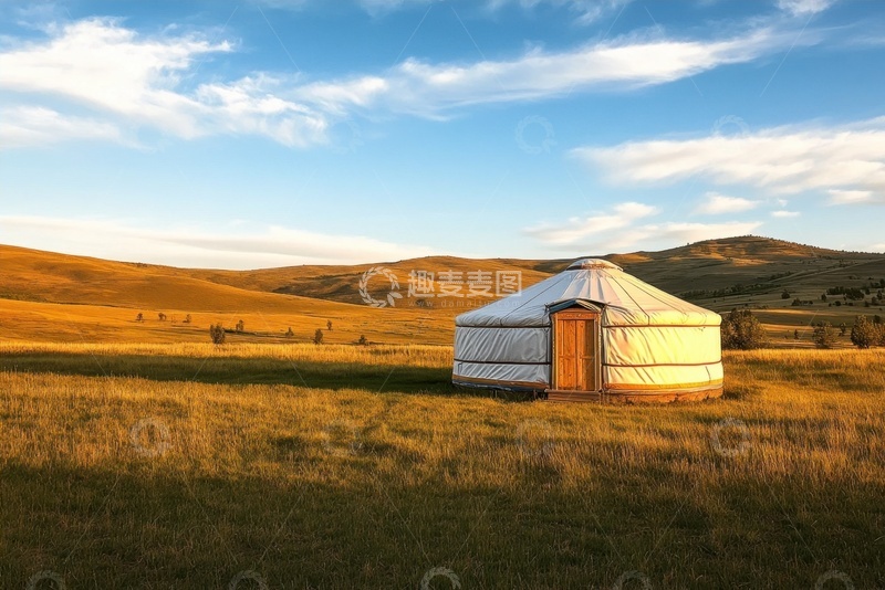 高清大图下载【趣麦麦图】秋季草原上的蒙古包