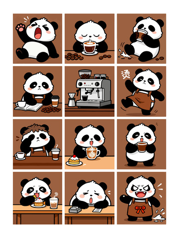 熊猫九宫格表情包