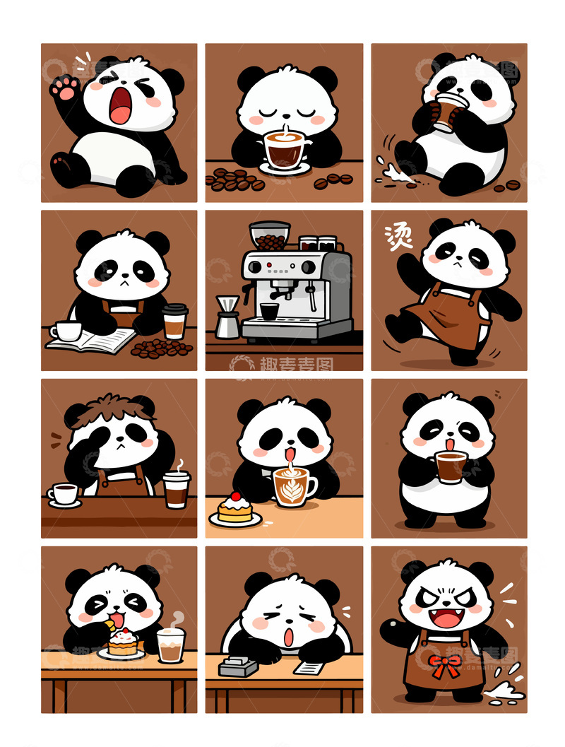 熊猫九宫格表情包