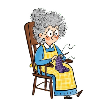 织毛线的老奶奶