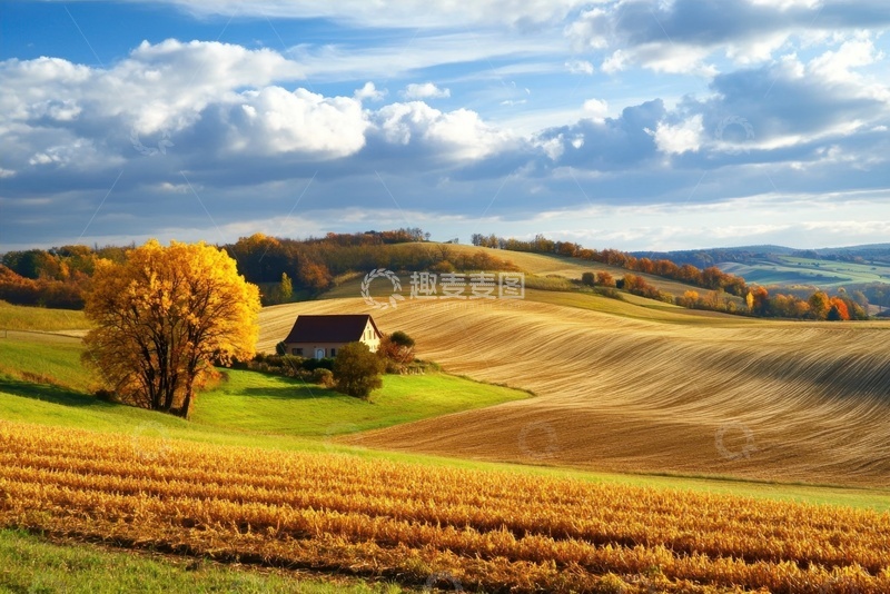 高清大图下载【趣麦麦图】村镇农田自然美景